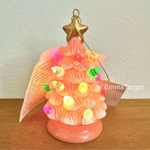 Retro Vintage Inspired LED Christmas Tree and Reindeer Ornament Set Pink - Picture 3 of 6